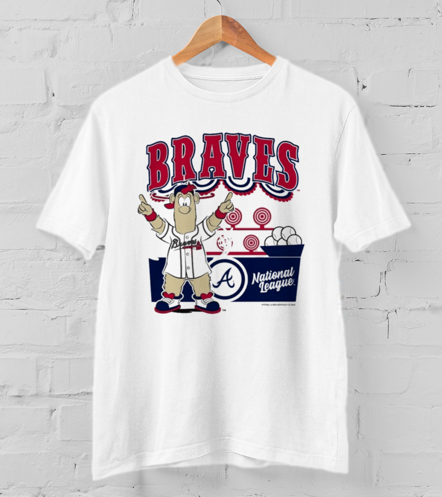 Atlanta Braves Mitchell & Ness Cream Step Back Up Cartoon Character National League T-Shirt