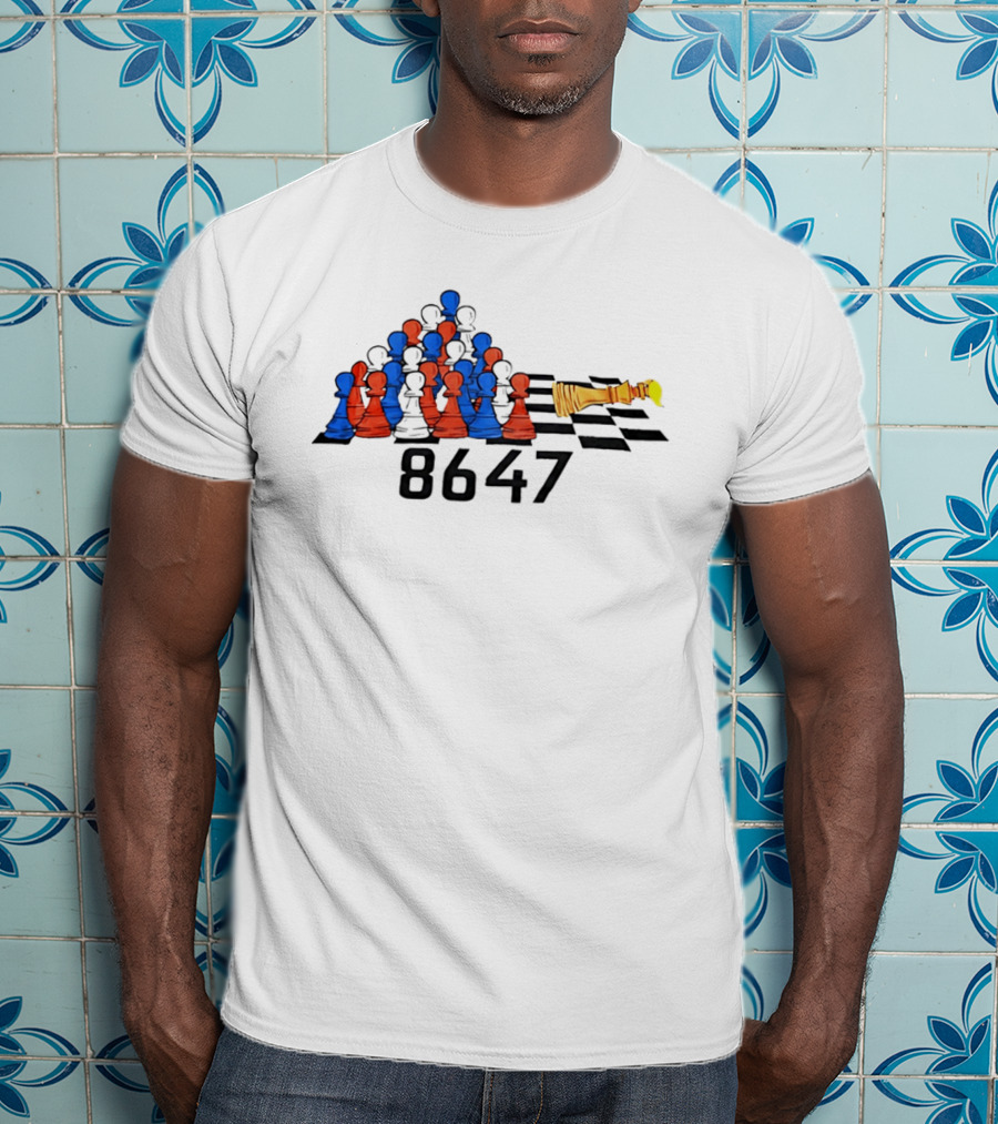 Chess 86 47 With Red And Blue Pawns On Checkered Board T-Shirt