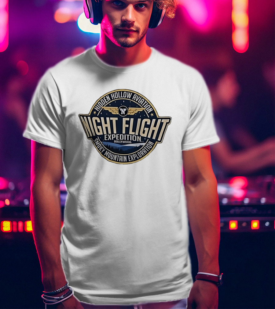 Hidden Hollow Aviation Night Flight Expedition Dollywood Smoky Mountain Exploration T-Shirt