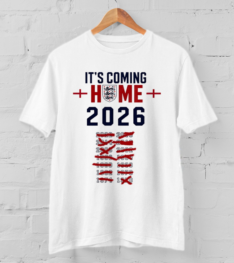England Football It's Coming Home 2026 Soccer Fan Countdown T-Shirt