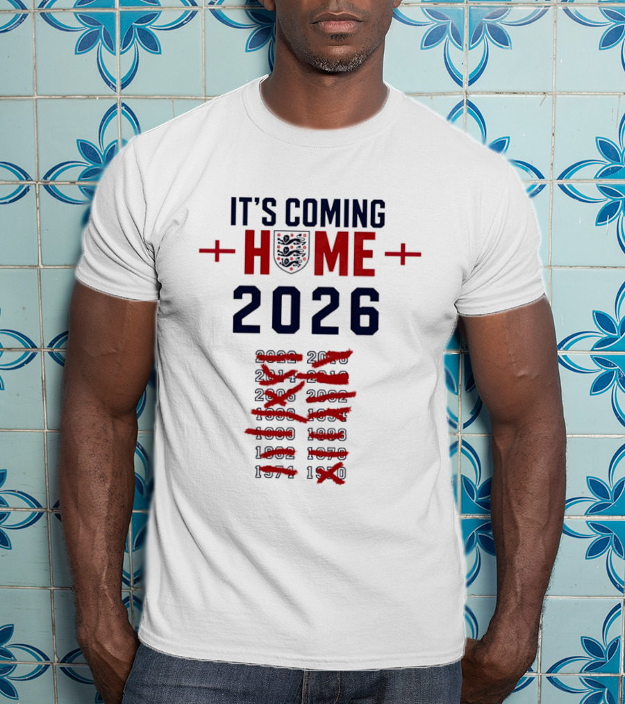England Football It's Coming Home 2026 Soccer Fan Countdown T-Shirt