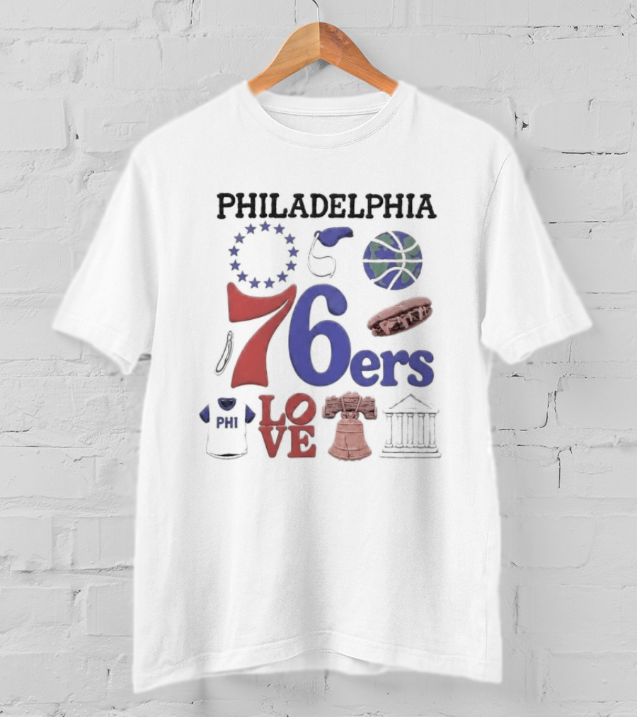 Philadelphia 76ers 76 Liberty Bell Love Basketball T-Shirt
