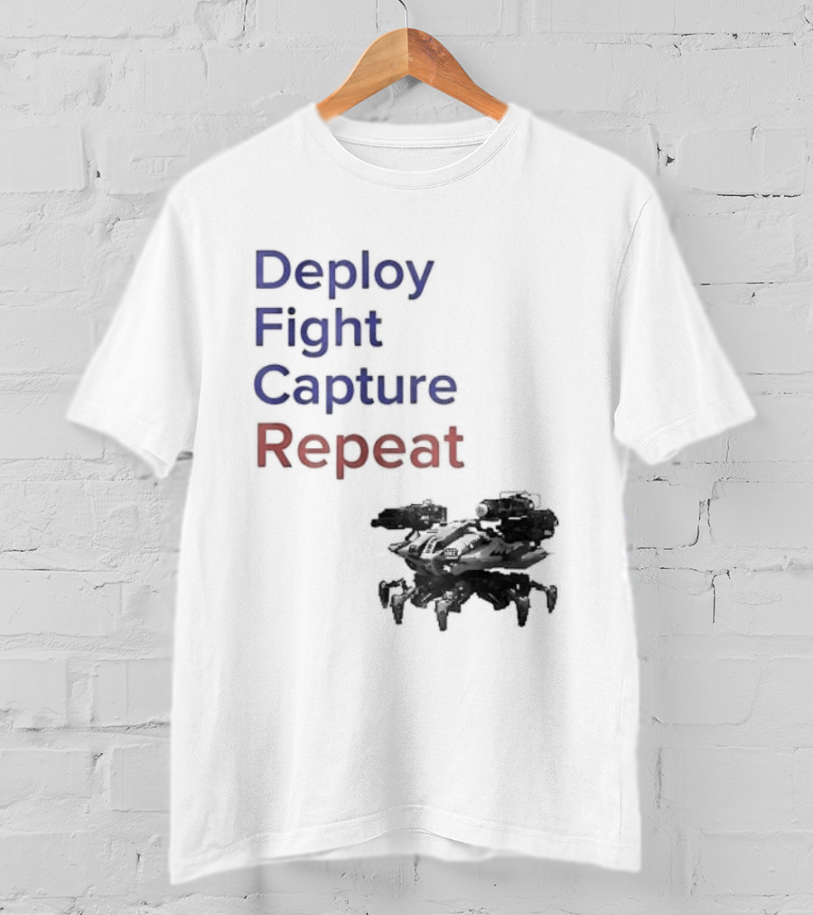 War Robots Deploy Fight Capture Repeat Strategy Gameplay T-Shirt