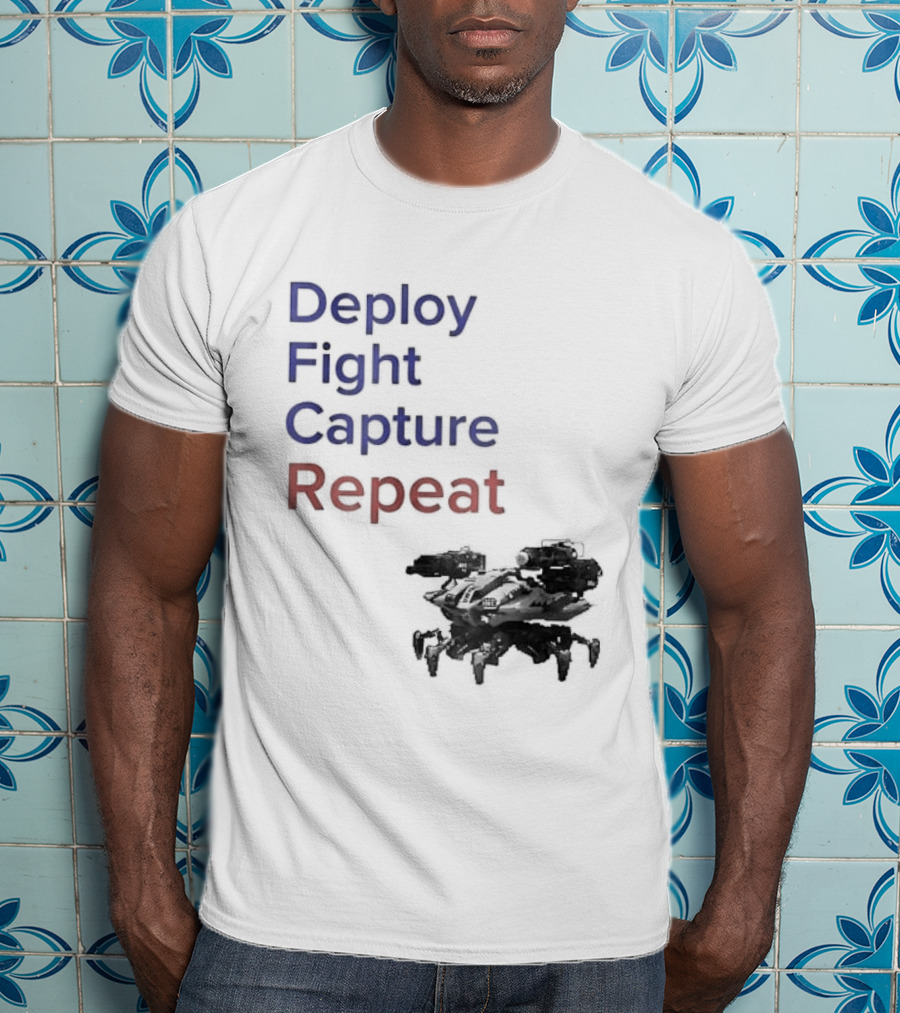 War Robots Deploy Fight Capture Repeat Strategy Gameplay T-Shirt