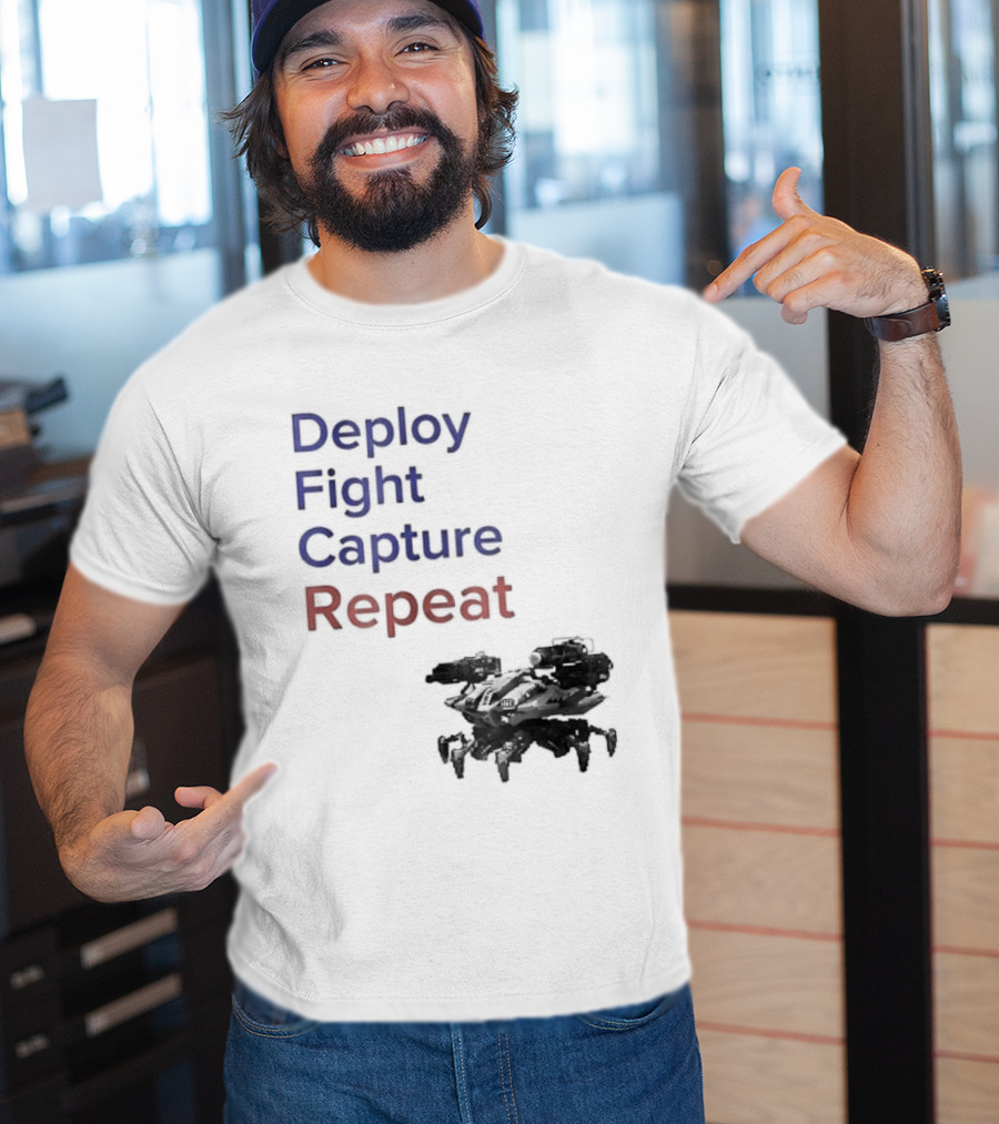 War Robots Deploy Fight Capture Repeat Strategy Gameplay T-Shirt
