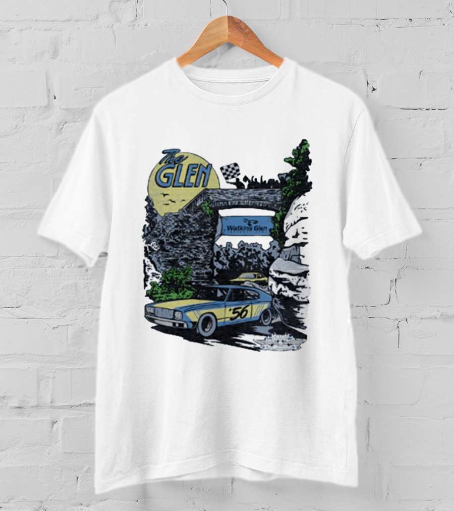 The Glen Watkins Glen International Checkered Flag Racecar 56 Archway Scenic T-Shirt