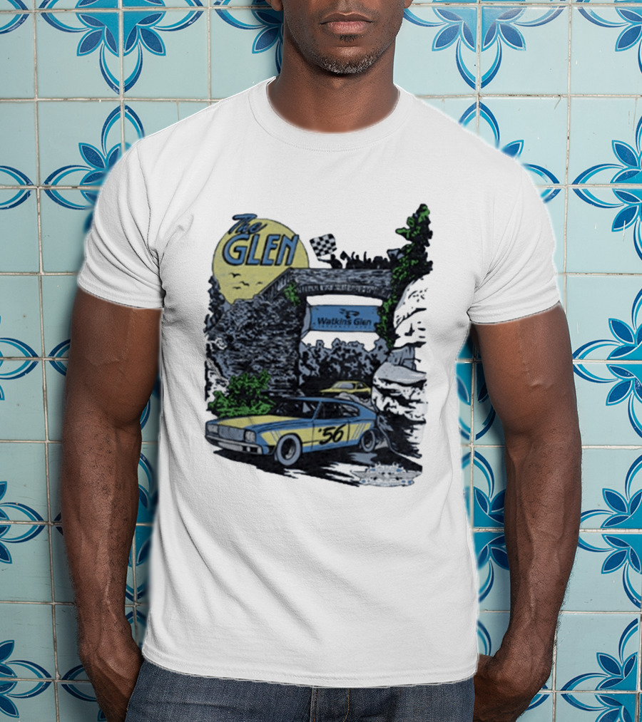 The Glen Watkins Glen International Checkered Flag Racecar 56 Archway Scenic T-Shirt