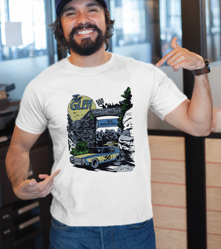 The Glen Watkins Glen International Checkered Flag Racecar 56 Archway Scenic T-Shirt