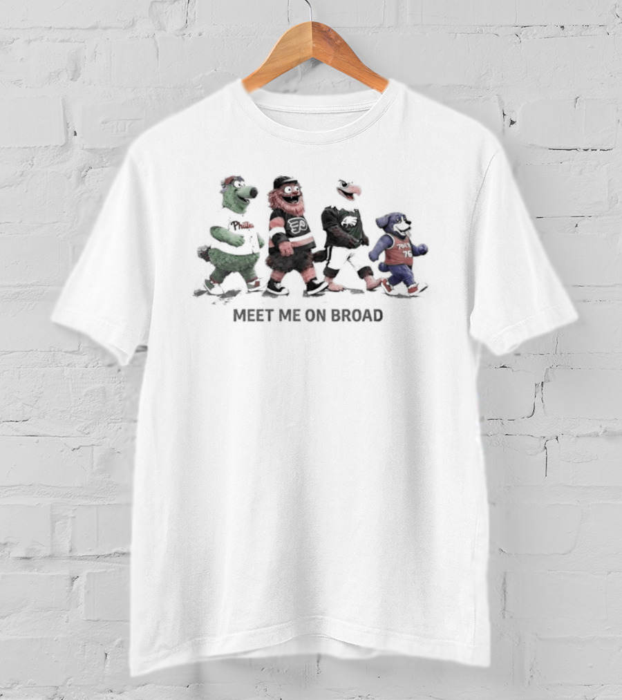 Philadelphia Sports Mascots Abbey Road Meet Me On Broad T-Shirt