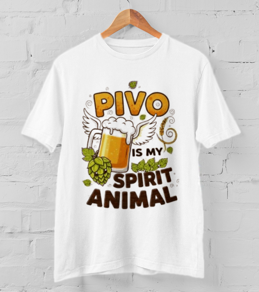 Pivo Is My Spirit Animal Beer Lover Hops Wheat Wings T-Shirt