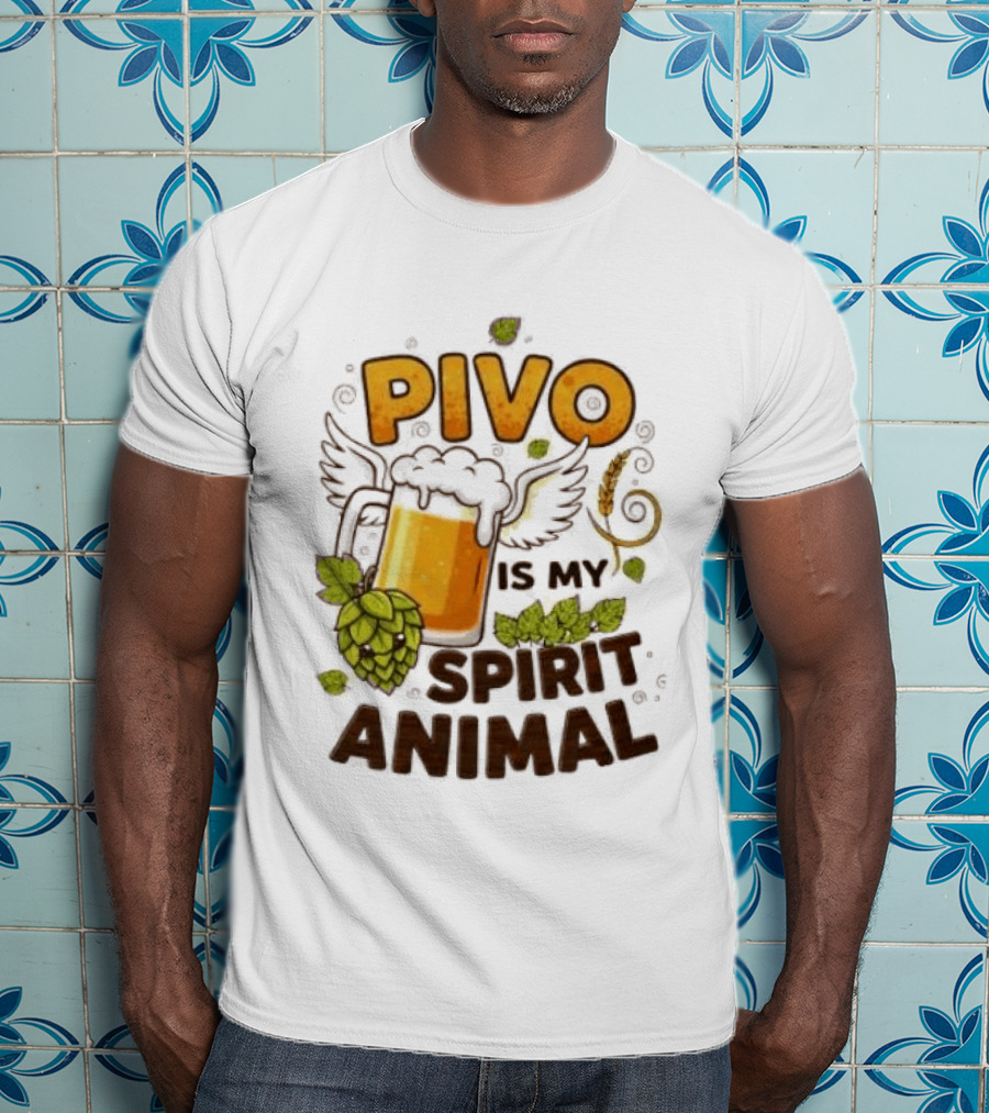 Pivo Is My Spirit Animal Beer Lover Hops Wheat Wings T-Shirt