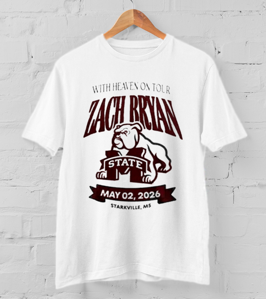 Zach Bryan With Heaven On Tour 2026 Mississippi State May 02 Starkville MS T-Shirt