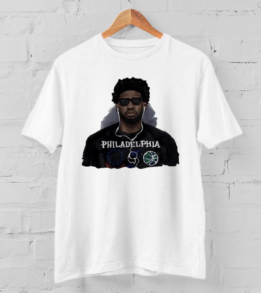 Philadelphia Basketball Player In Sunglasses Earphones T-Shirt