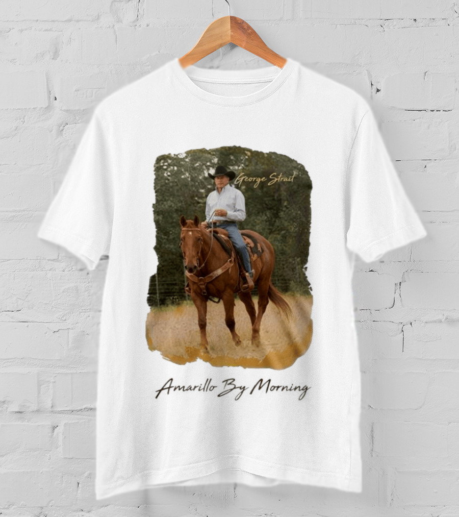 George Strait Riding Horse In Rustic Landscape One Night Only T-Shirt