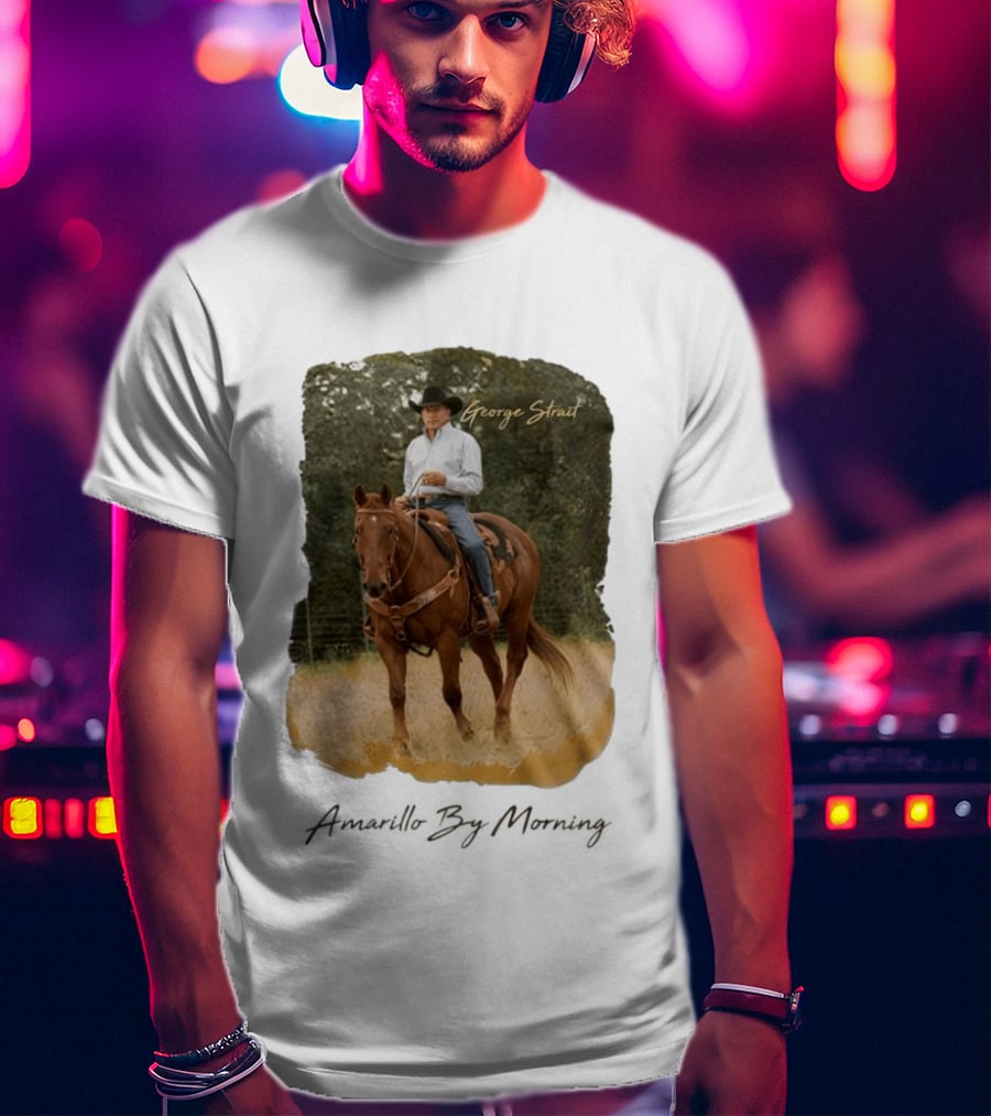 George Strait Riding Horse In Rustic Landscape One Night Only T-Shirt