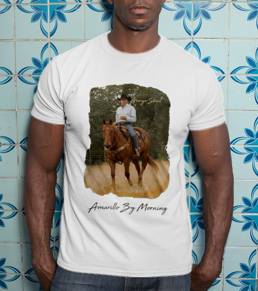 George Strait Riding Horse In Rustic Landscape One Night Only T-Shirt
