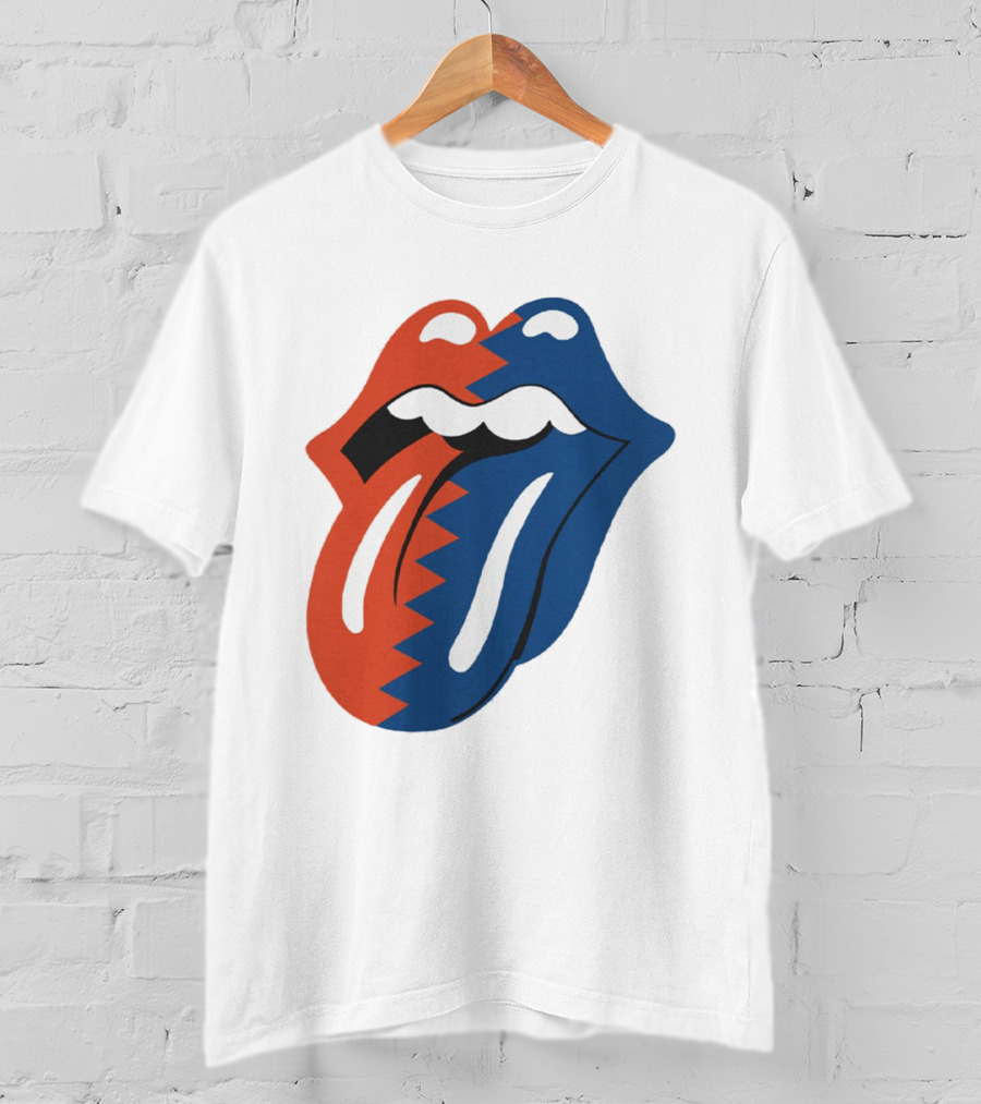 Rolling Stones Big Mouth Tongue Rare Red Blue Contrast T-Shirt