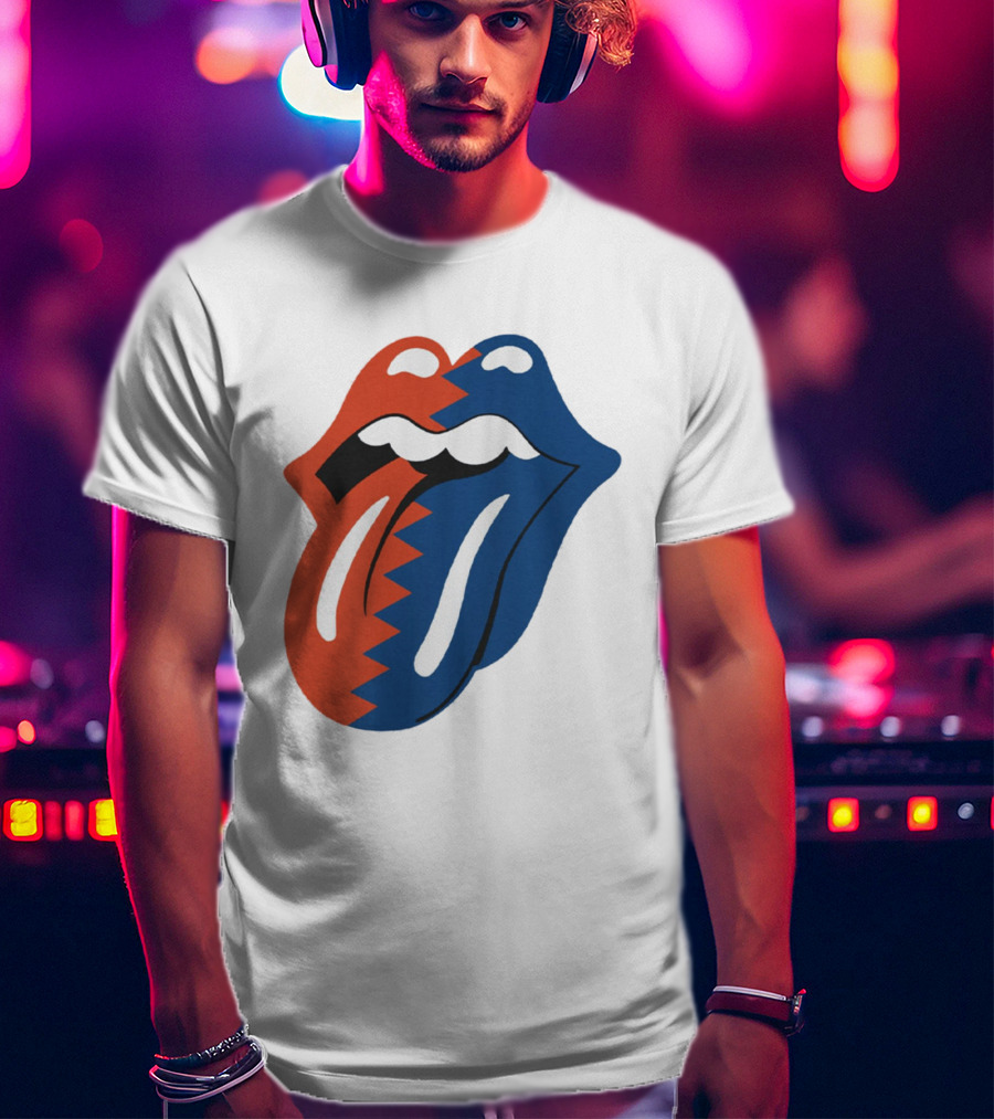 Rolling Stones Big Mouth Tongue Rare Red Blue Contrast T-Shirt