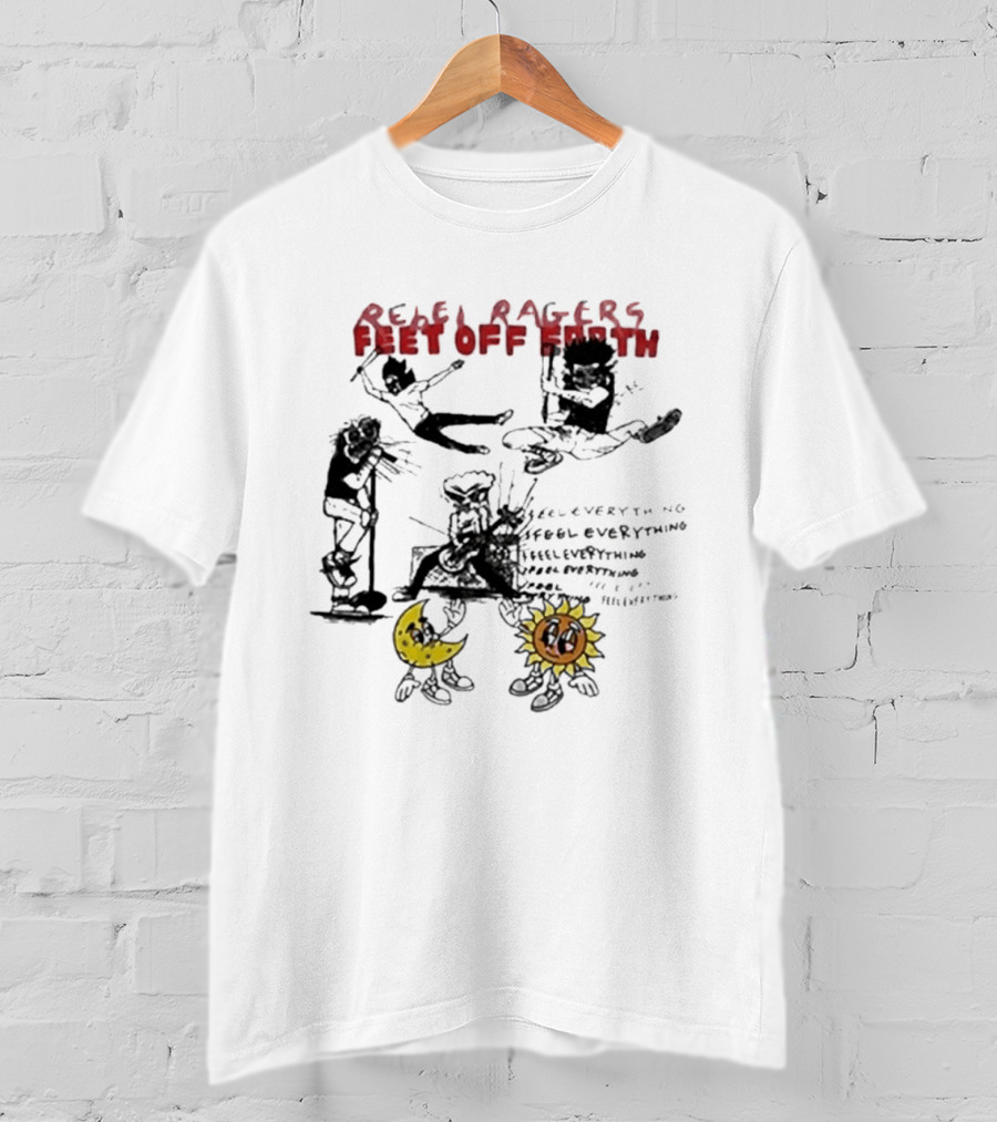 Rebel Ragers Feet Of Earth Tour Kid Cudi 2026 Concept Art Moon Sun Characters T-Shirt