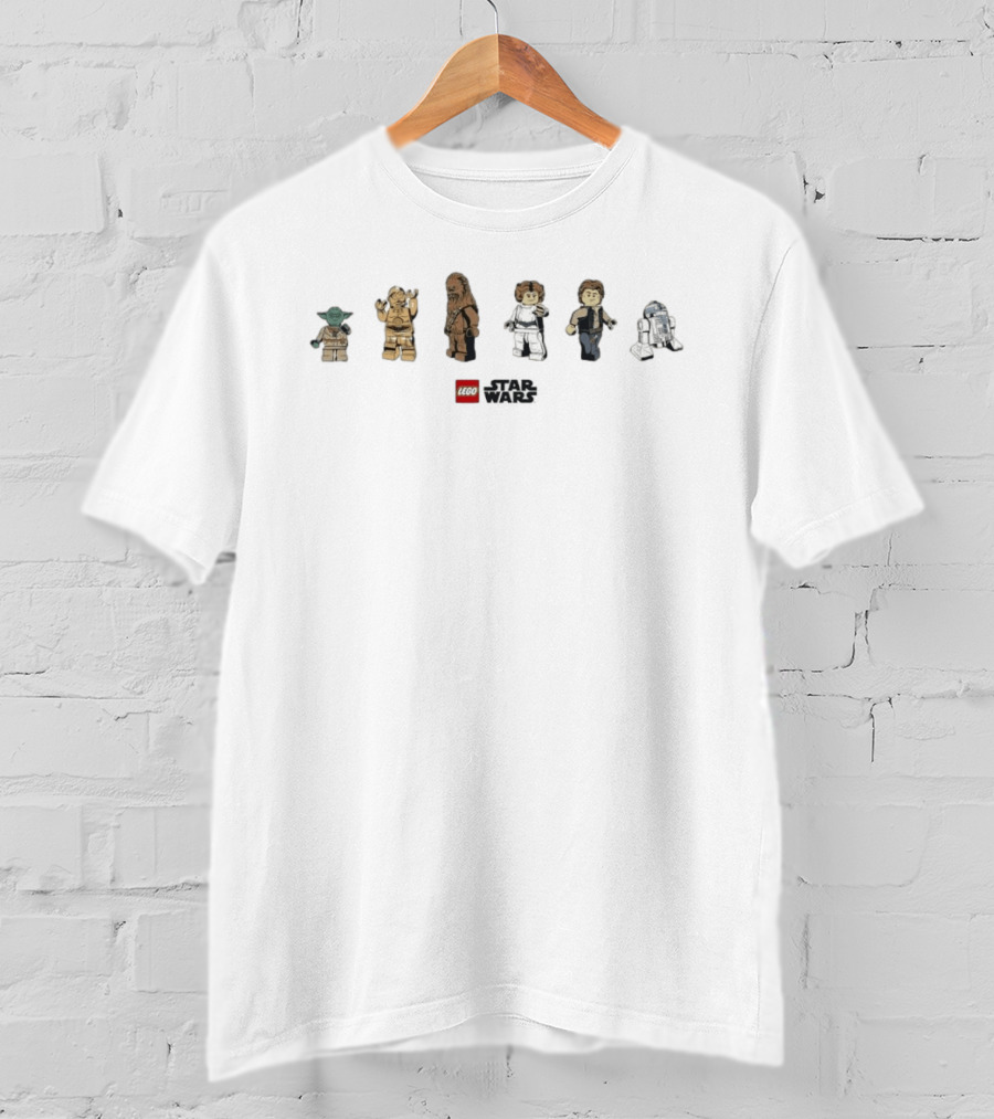 LEGO Star Wars Minifigure Yoda C 3PO Chewbacca Leia Han Solo R2 D2 T-Shirt