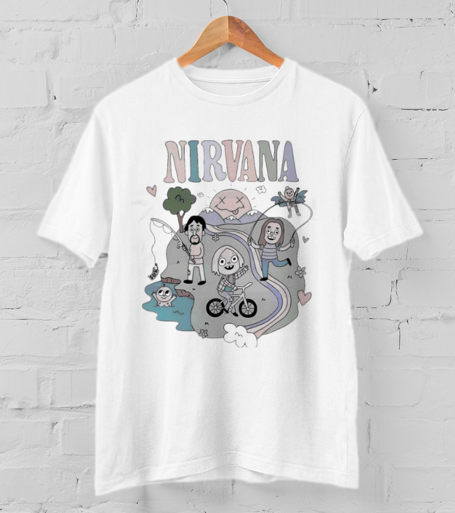 Lorful Nirvana Colorful Childlike Scene With Trees And Hearts T-Shirt