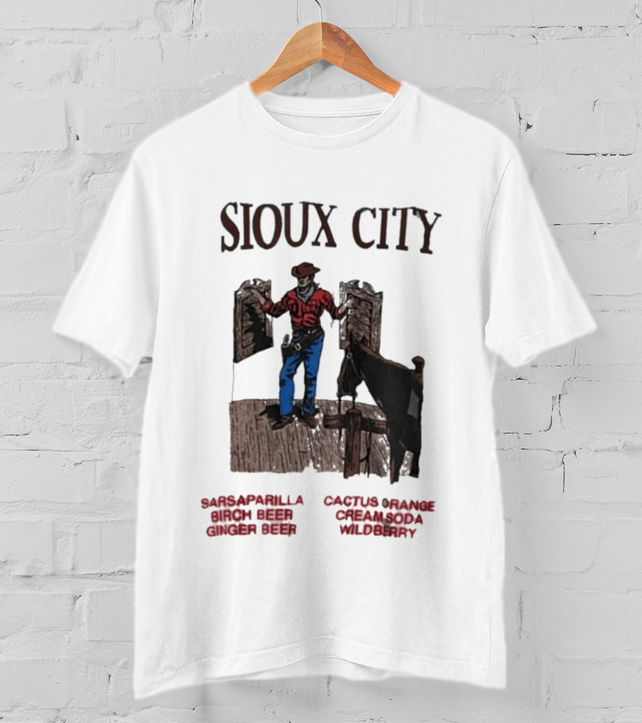 Sioux City Sarsaparilla Birch Beer Ginger Beer Cactus Orange Cream Cola Wildberry Cowboy Saloon Scene T-Shirt