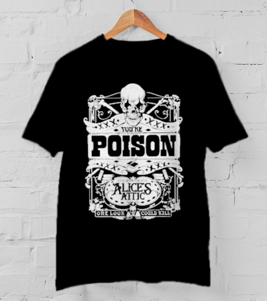 Alice Cooper Poison Attic Skull Motif T-Shirt