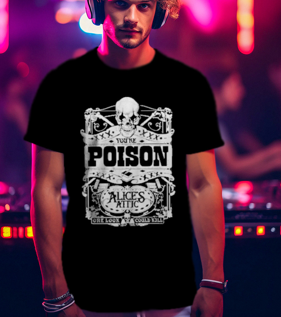 Alice Cooper Poison Attic Skull Motif T-Shirt