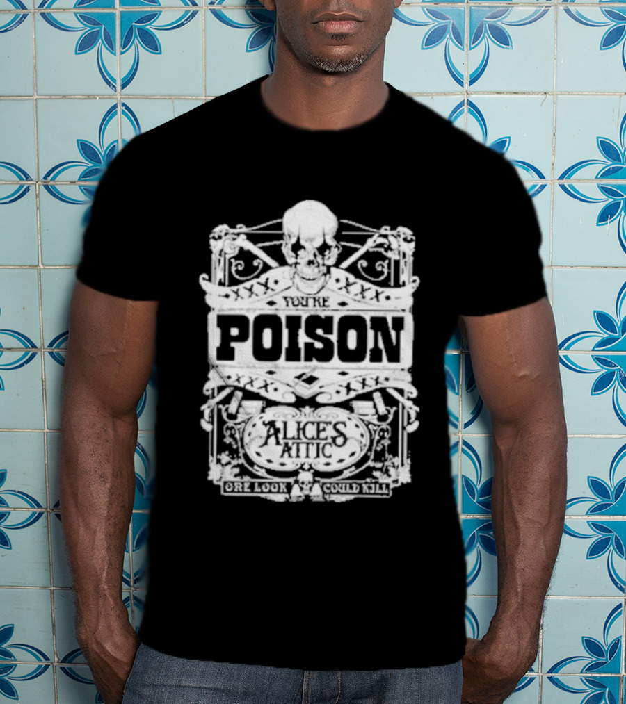 Alice Cooper Poison Attic Skull Motif T-Shirt
