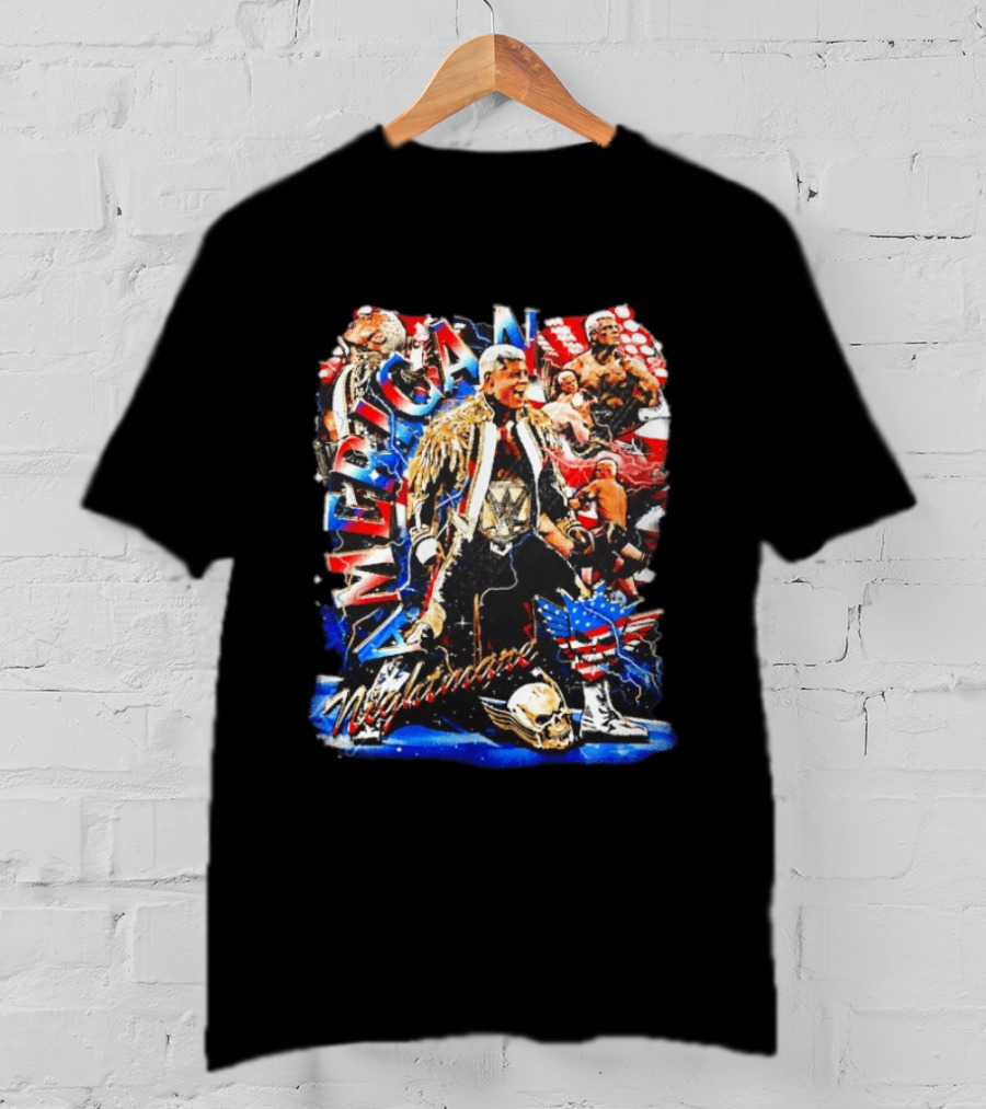 American Nightmare Cody Rhodes Wrestling Star Red White Blue Skull Jacket T-Shirt