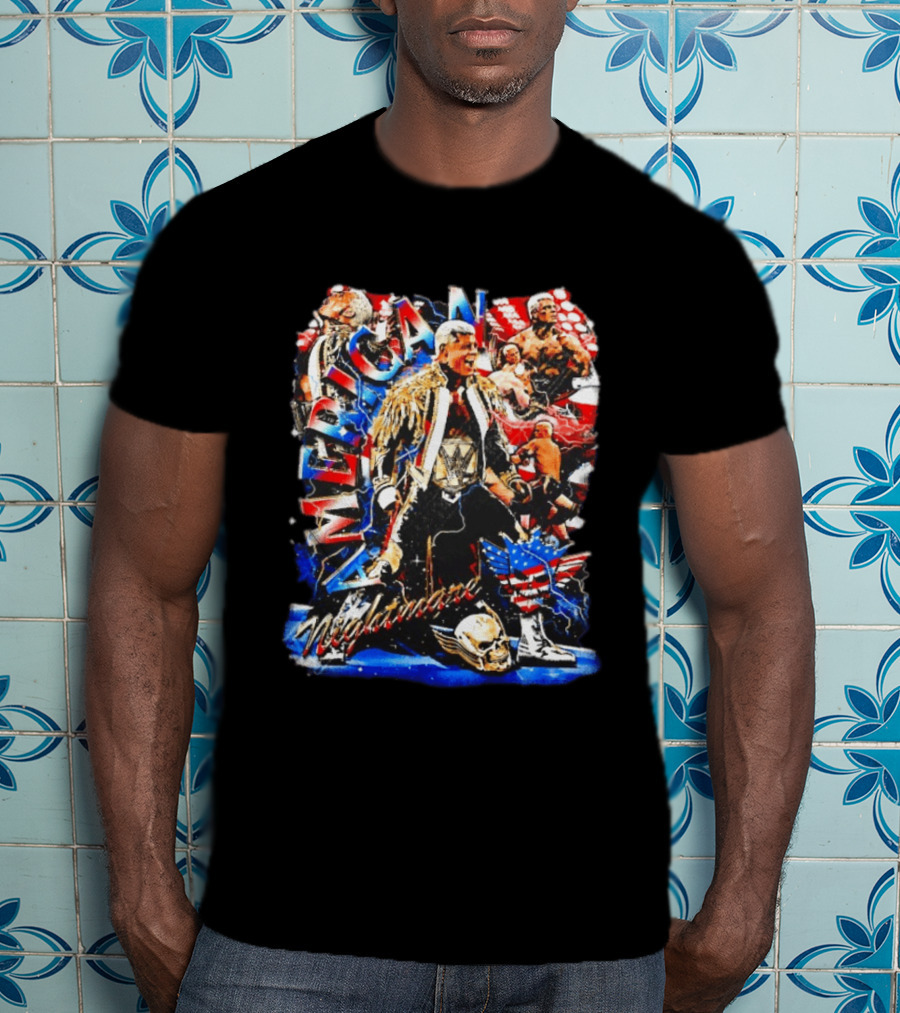 American Nightmare Cody Rhodes Wrestling Star Red White Blue Skull Jacket T-Shirt