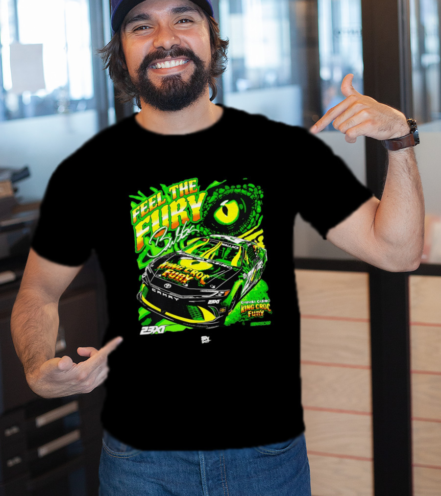 Bubba Wallace Feel The Fury King Croc Chumba Casino Toyota Camry NASCAR 23XI Racing T-Shirt