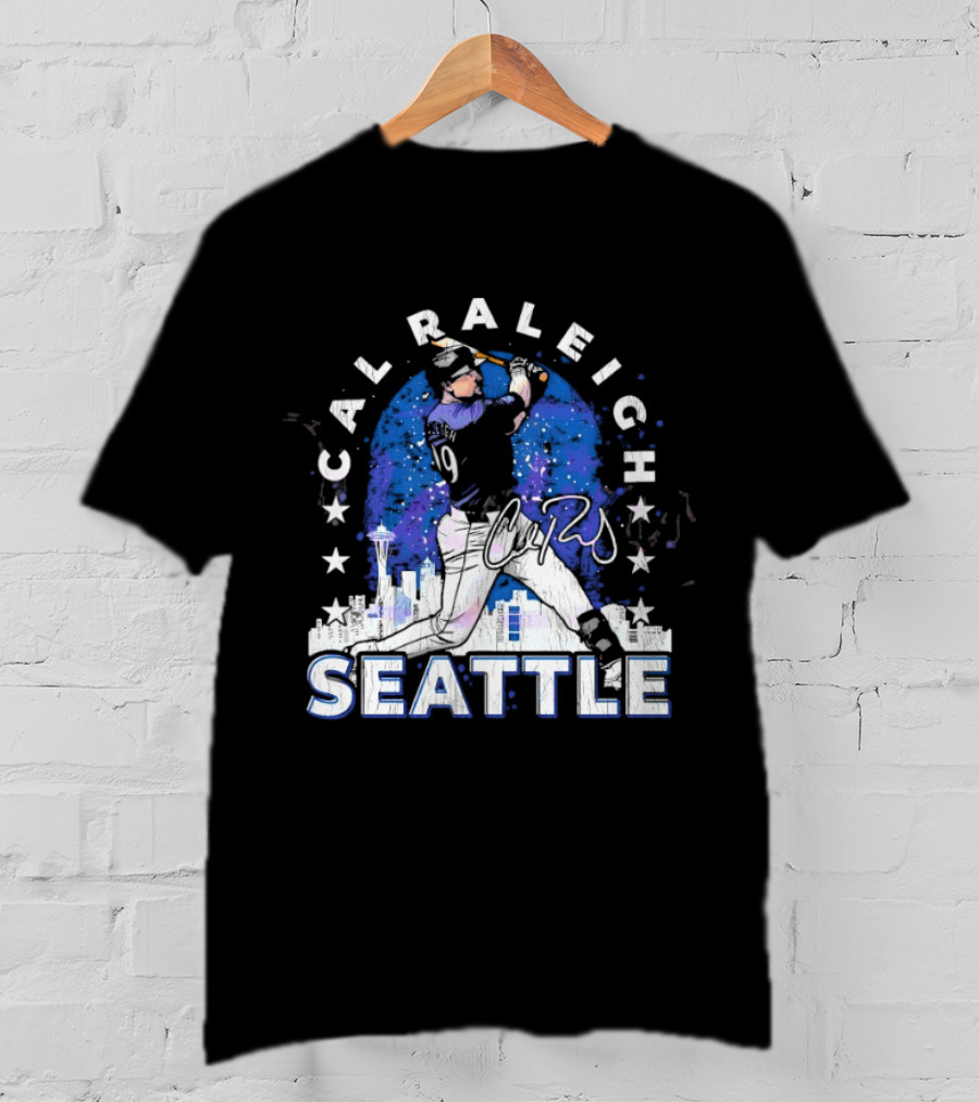 Cal Raleigh Seattle Baseball Skyline Stars T-Shirt
