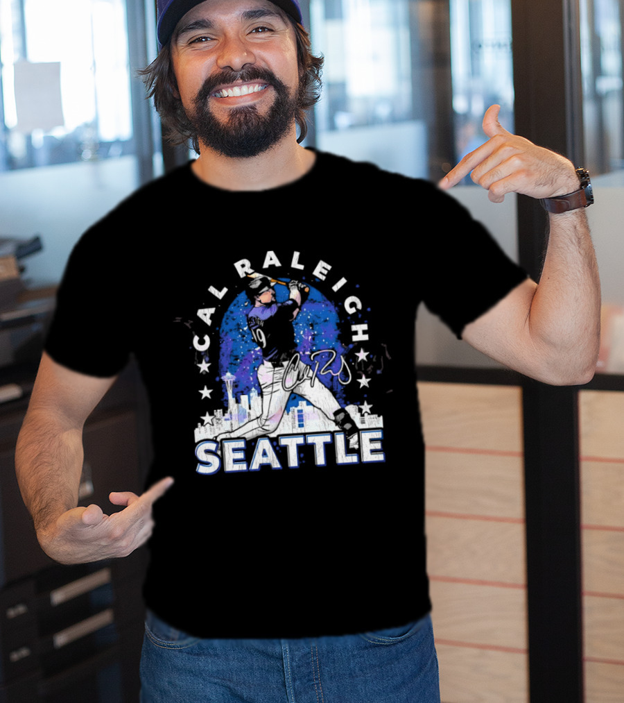 Cal Raleigh Seattle Baseball Skyline Stars T-Shirt
