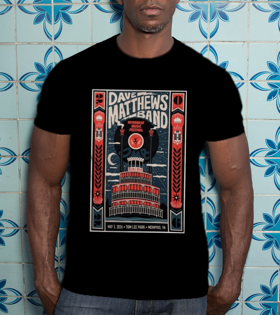 Dave Matthews Band Riverbeat Music Festival May 3 2026 Tom Lee Park Memphis TN T-Shirt