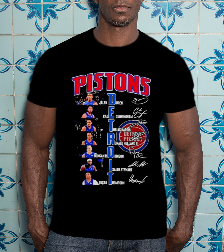 Detroit Pistons Jalen Duren Cade Cunningham Bojan Bogdanovic Isaiah Stewart Jaden Ivey Ausar Thompson Signatures T-Shirt