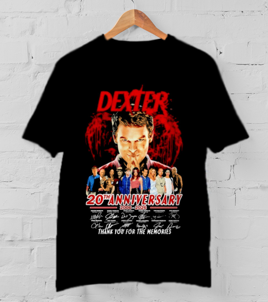 Dexter 20th Anniversary 2006 2026 Thank You For The Memories Cast Signatures T-Shirt