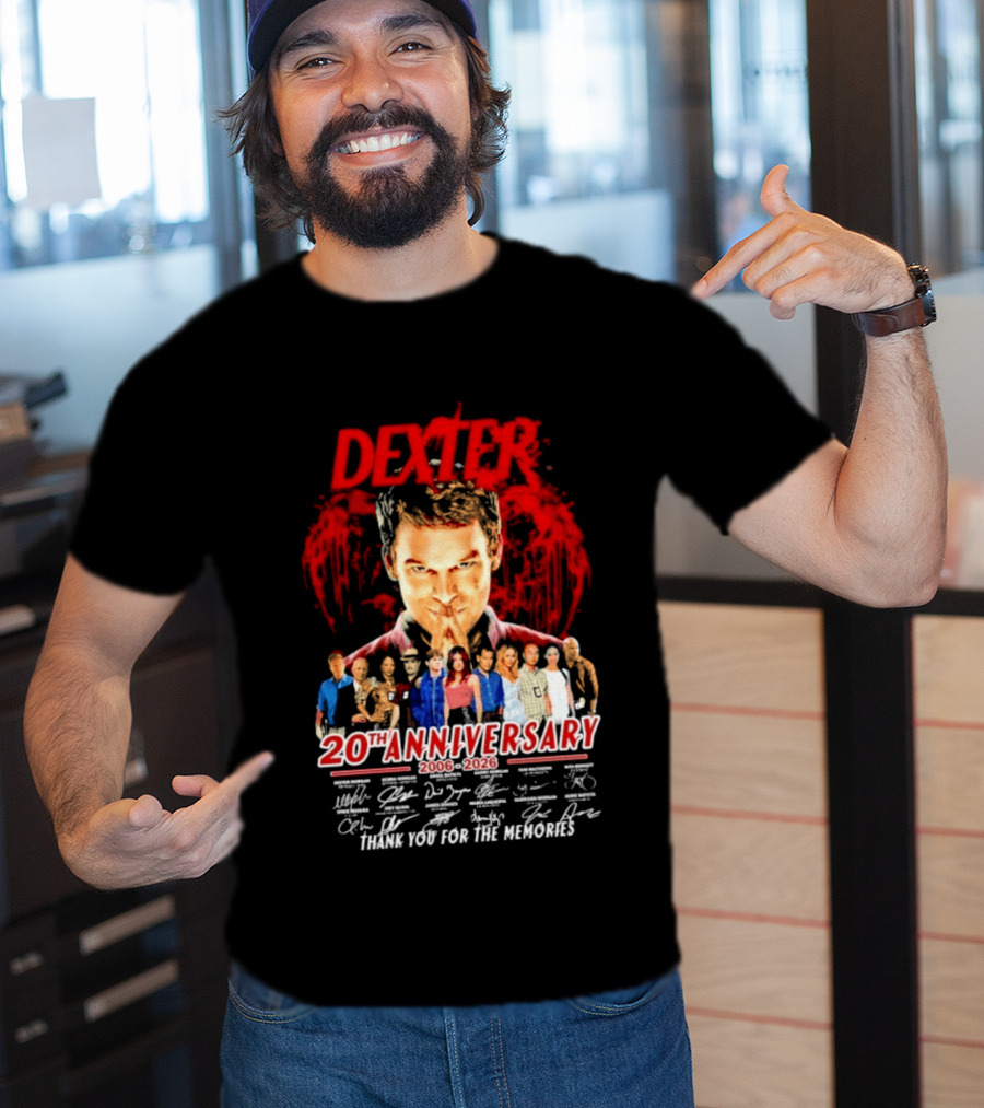 Dexter 20th Anniversary 2006 2026 Thank You For The Memories Cast Signatures T-Shirt
