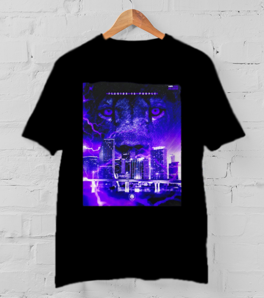 Florida Is Purple Orlando City SC Lion City Skyline Lightning T-Shirt