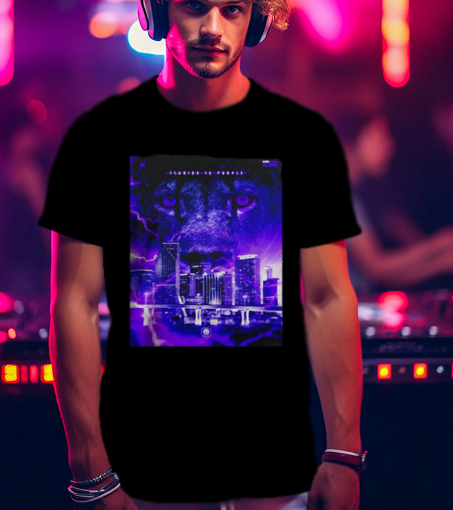 Florida Is Purple Orlando City SC Lion City Skyline Lightning T-Shirt