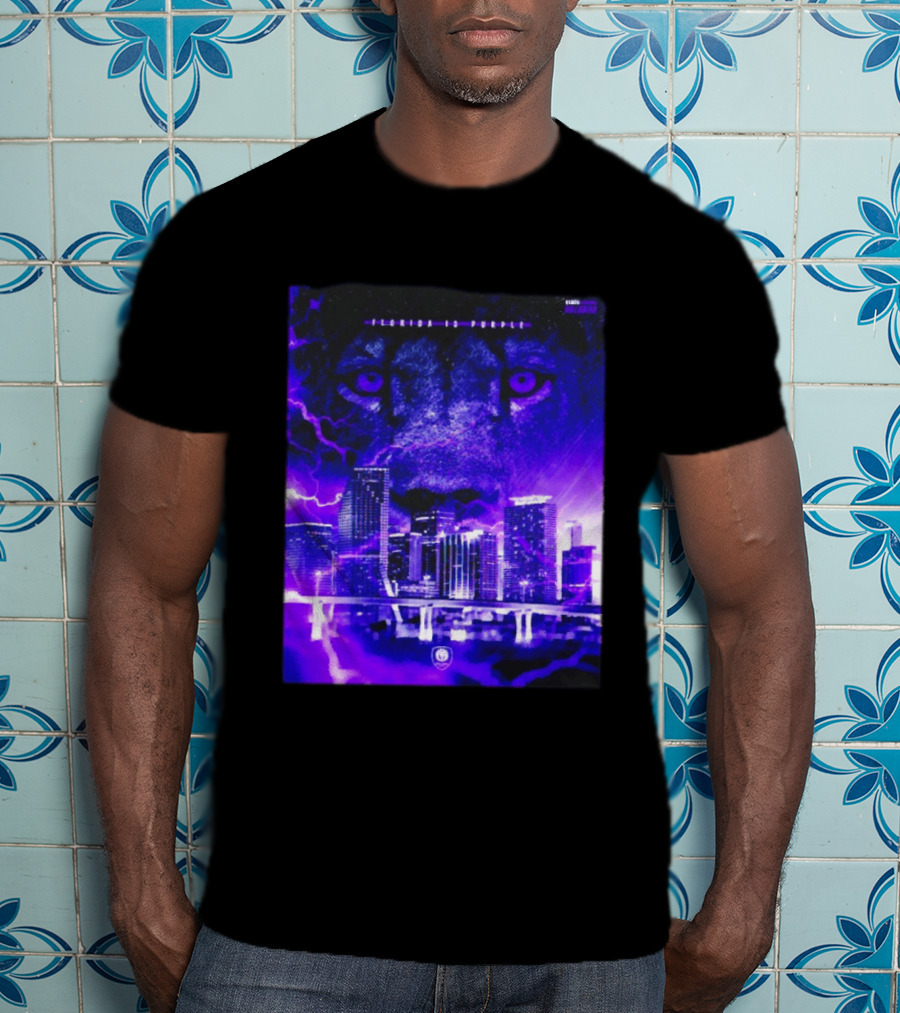 Florida Is Purple Orlando City SC Lion City Skyline Lightning T-Shirt