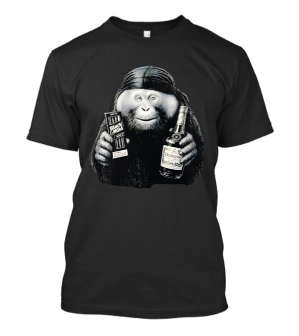 Gorilla Holding Black And Mild With Hennessy Bottle Combination T-Shirt