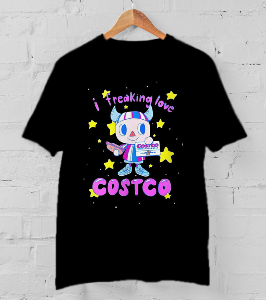 I Freaking Love Costco Cute Cartoon Character Holding Membership Card T-Shirt