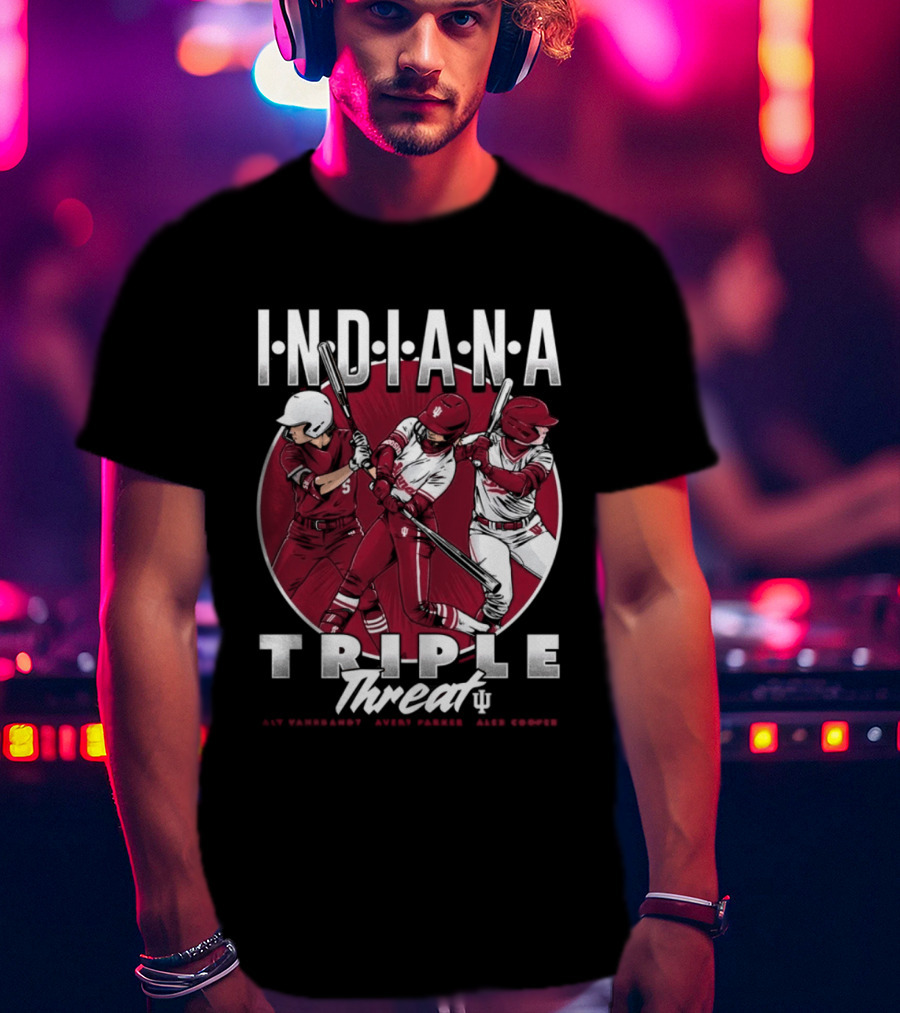 Indiana Hoosiers Softball Triple Threat Aly Van Brandt Avery Parker Alex Cooper T-Shirt