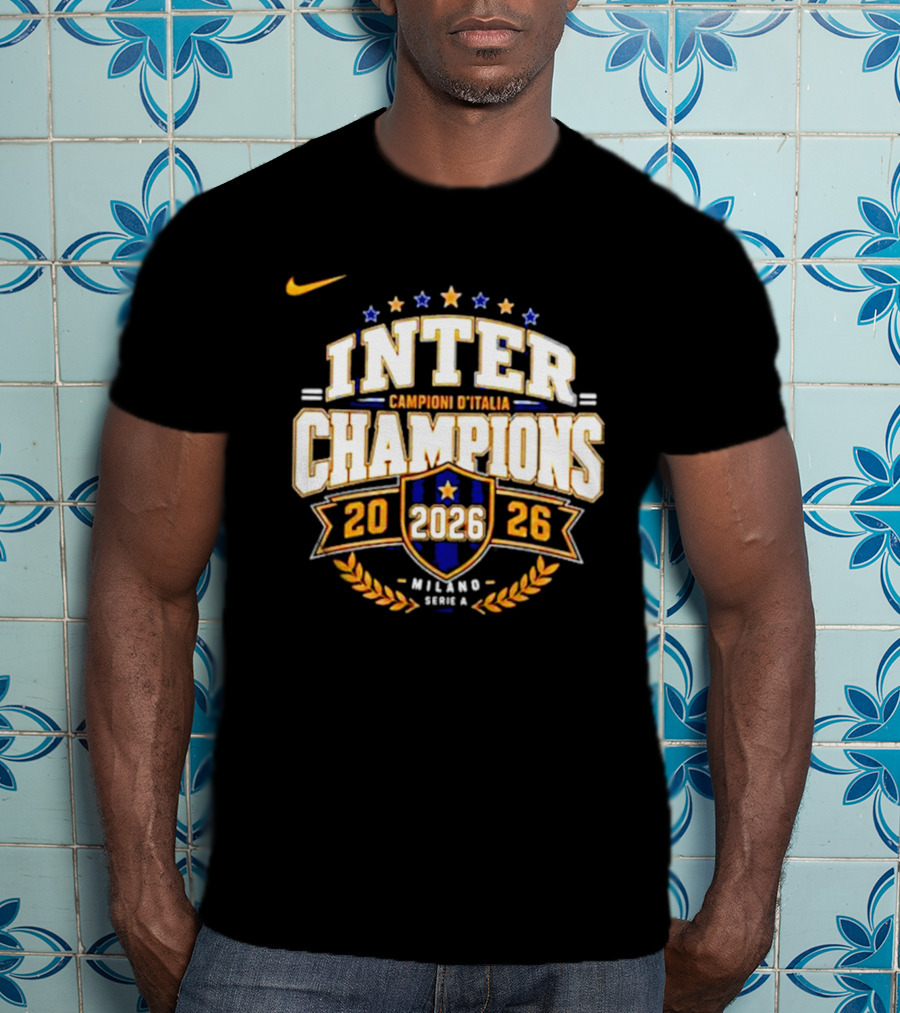 Inter Champions Campioni D'Italia 2026 Nike Serie A Milano T-Shirt