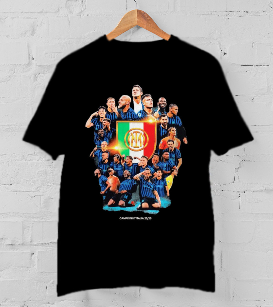 Inter Milan FC 2025 2026 Campioni D'Italia Celebration Squad T-Shirt