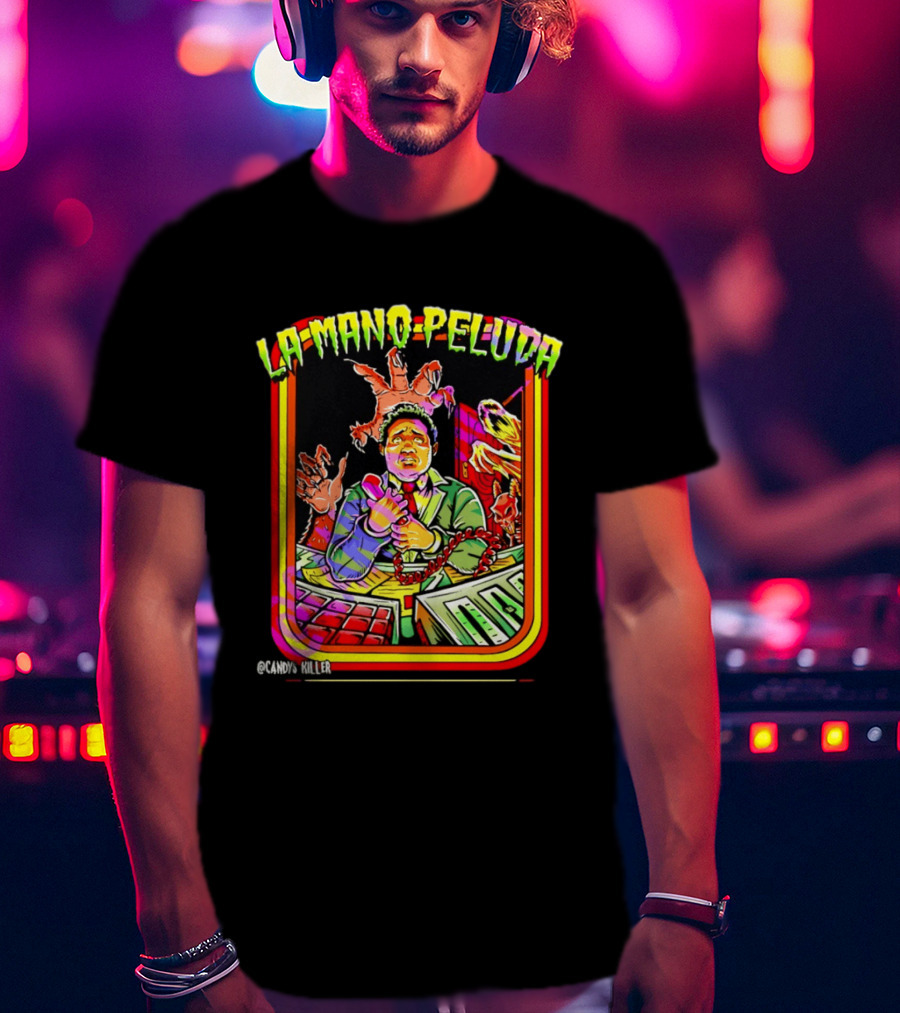 La Mano Peluda Terror Radial Hombre Teléfono Cadenas Kawaii Killer T-Shirt