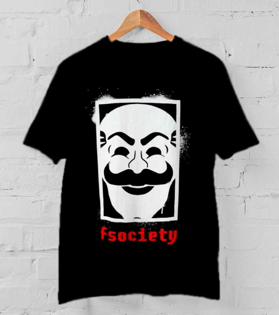 Mr Robot Fsociety Mask White Face Red T-Shirt