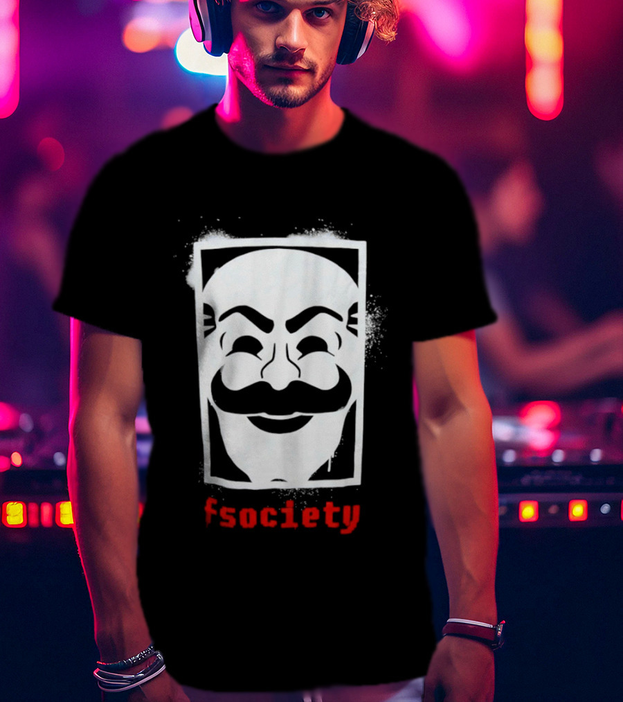 Mr Robot Fsociety Mask White Face Red T-Shirt