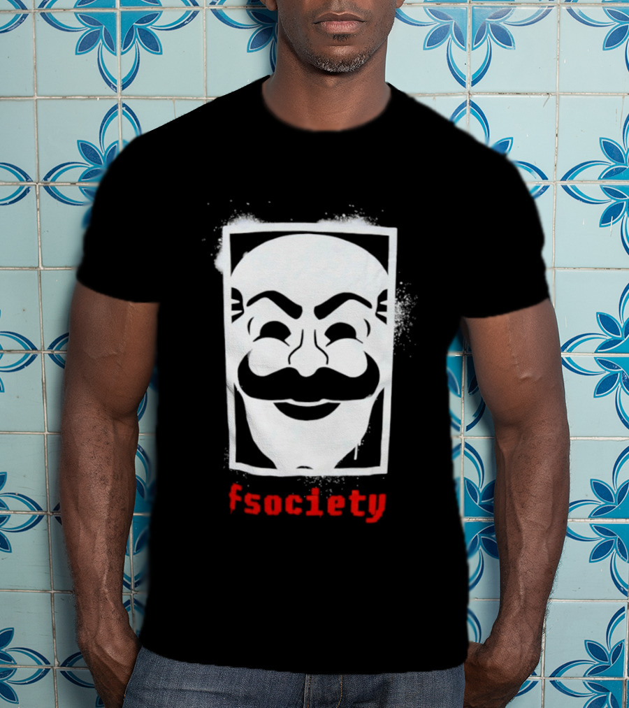 Mr Robot Fsociety Mask White Face Red T-Shirt